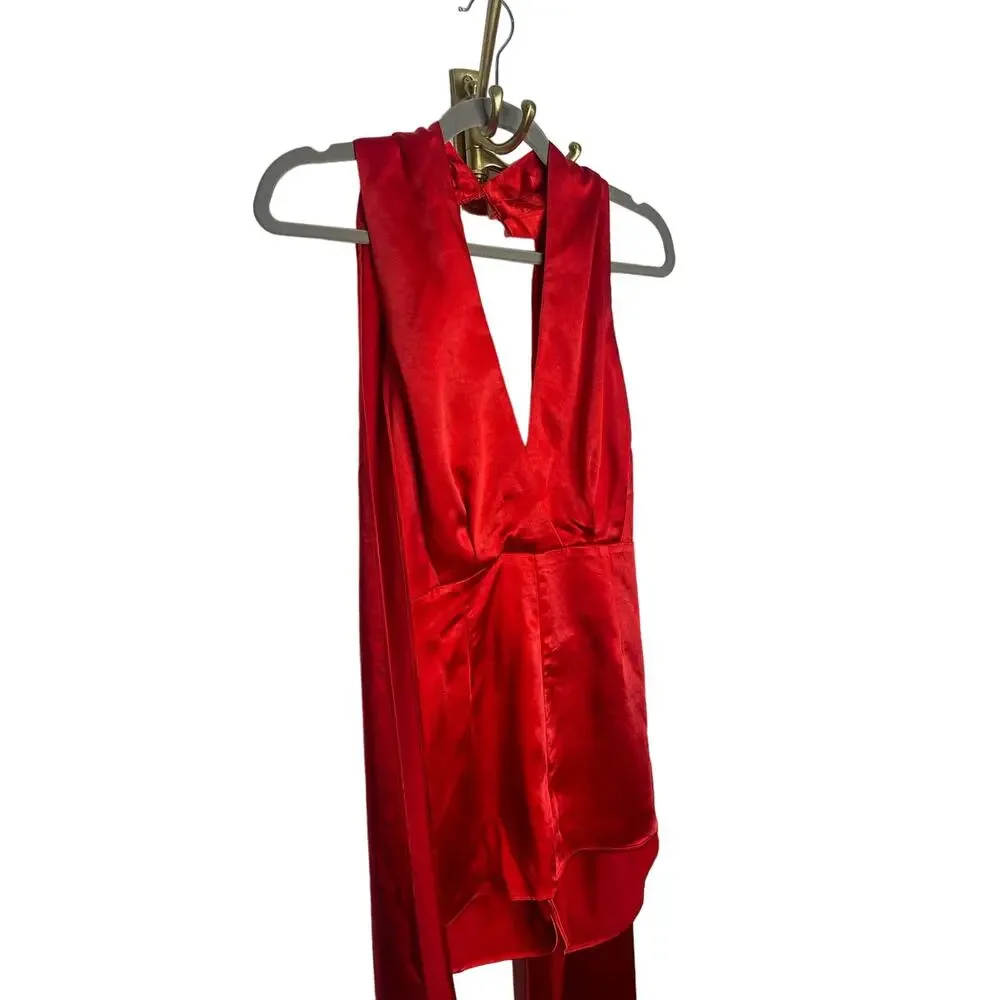 ELLIATT Isabella Playsuit Halter Neck Romper Silk Satin Party Cocktail S